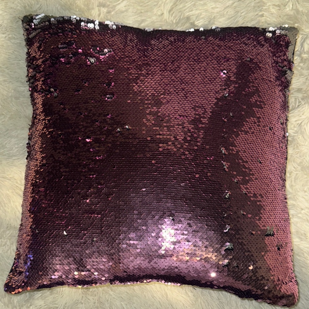 Pink and Silver Sequin Throw Pillow